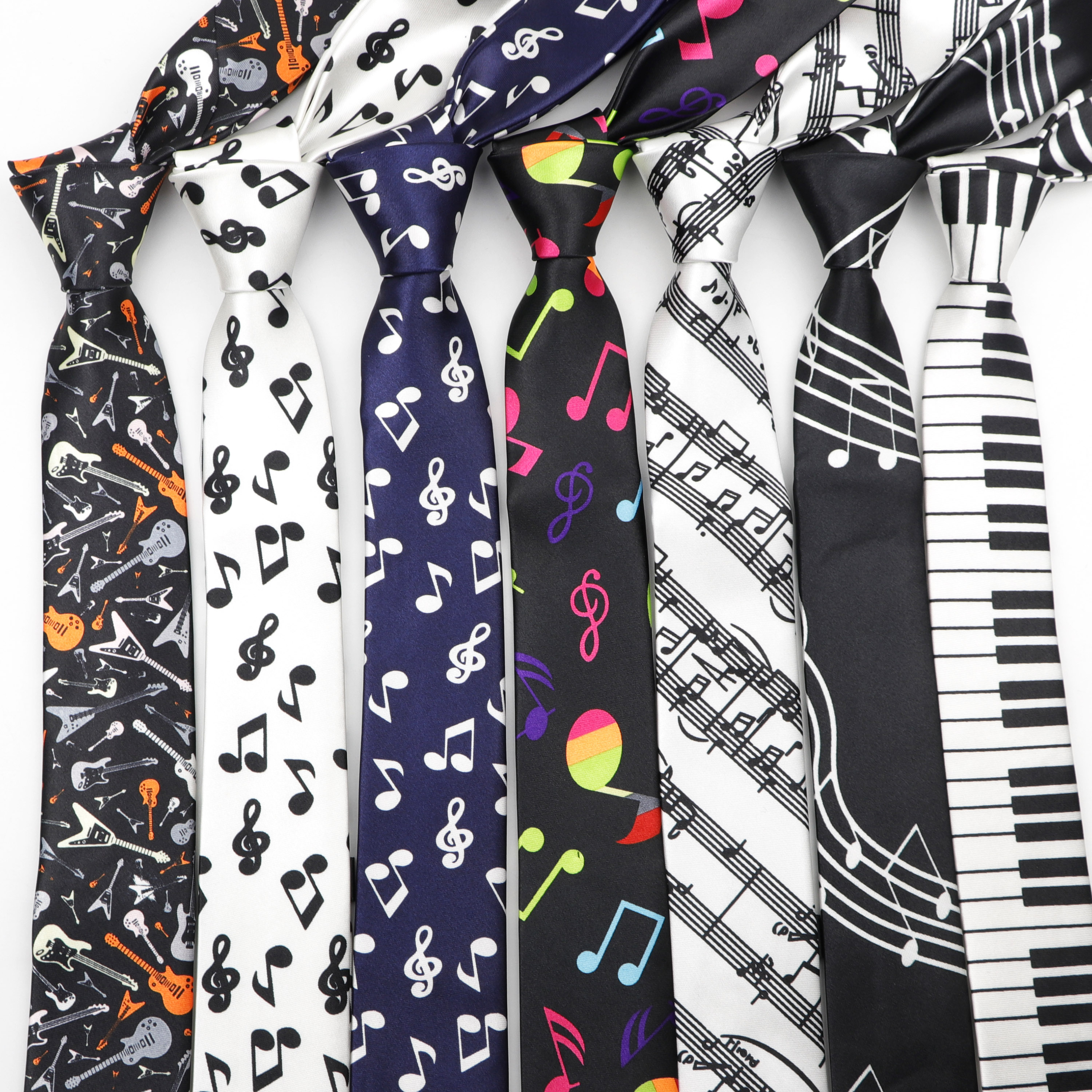 Audio Music Notes - Classic Fashion Men's Skinny Tie Colorful