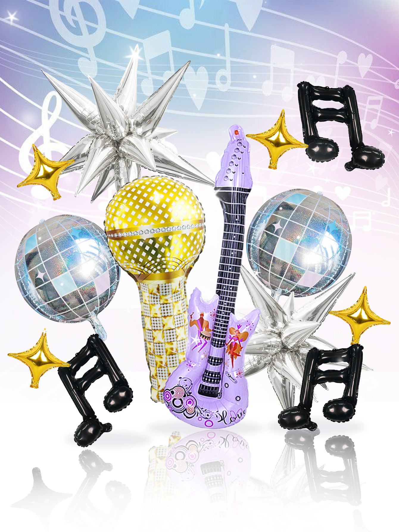 Audio Music Notes - 24pcs pop music guitar party balloon