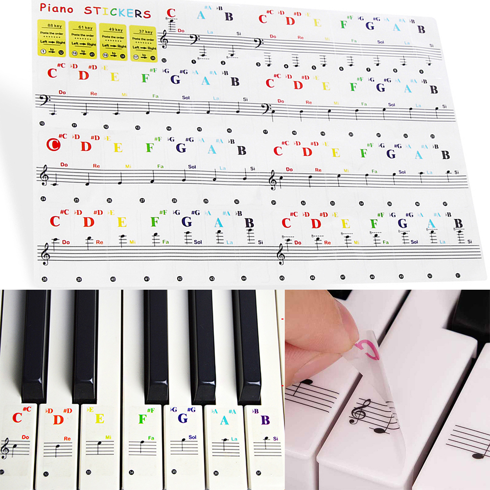 Audio Music Notes - Transparent Piano Keyboard Stickers Colorful Keyboard