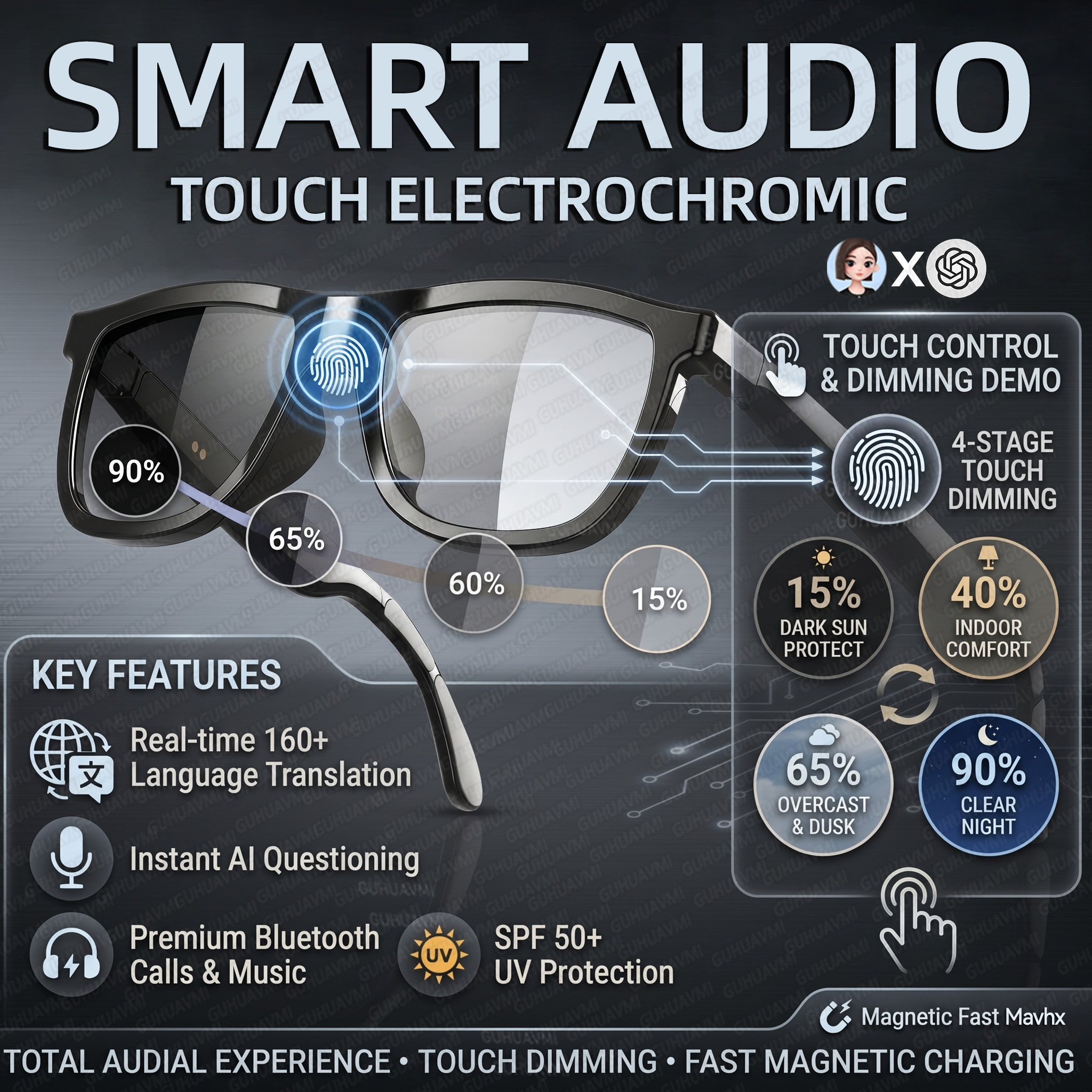 Audio Music Arabic - 2026New Business Travel Touch Electrochromic Smart