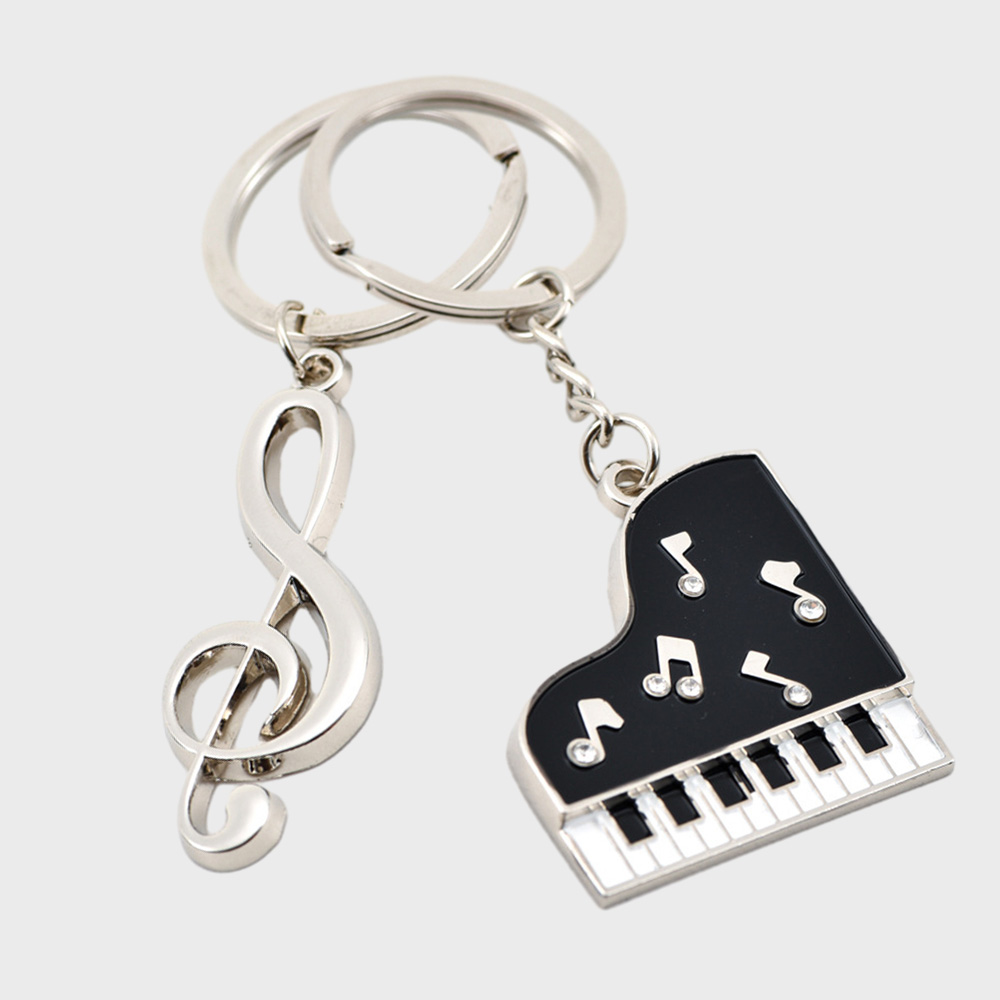 Audio Music Notes - Metal Piano Note Shape Key Chain