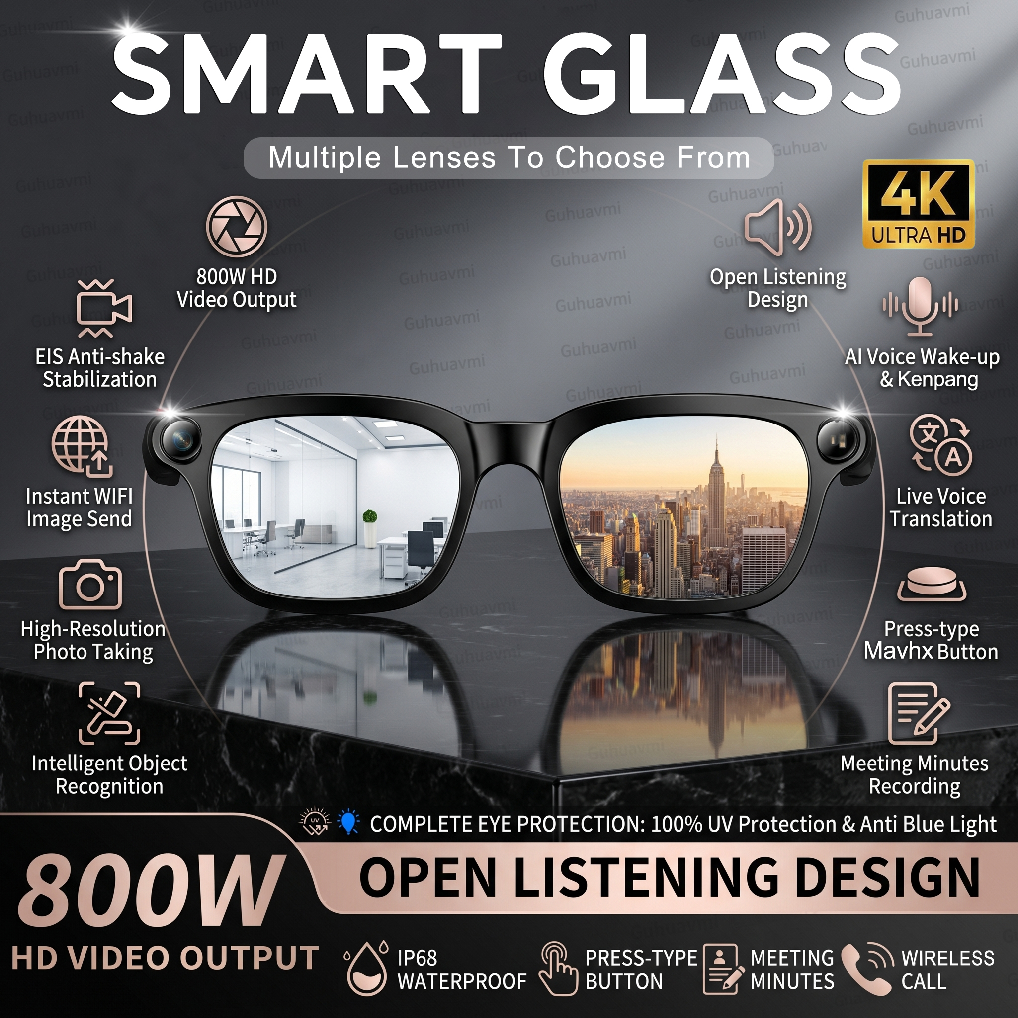 New Smart AI Glasses with 800W - огляд і ціна Audio Music Arabic