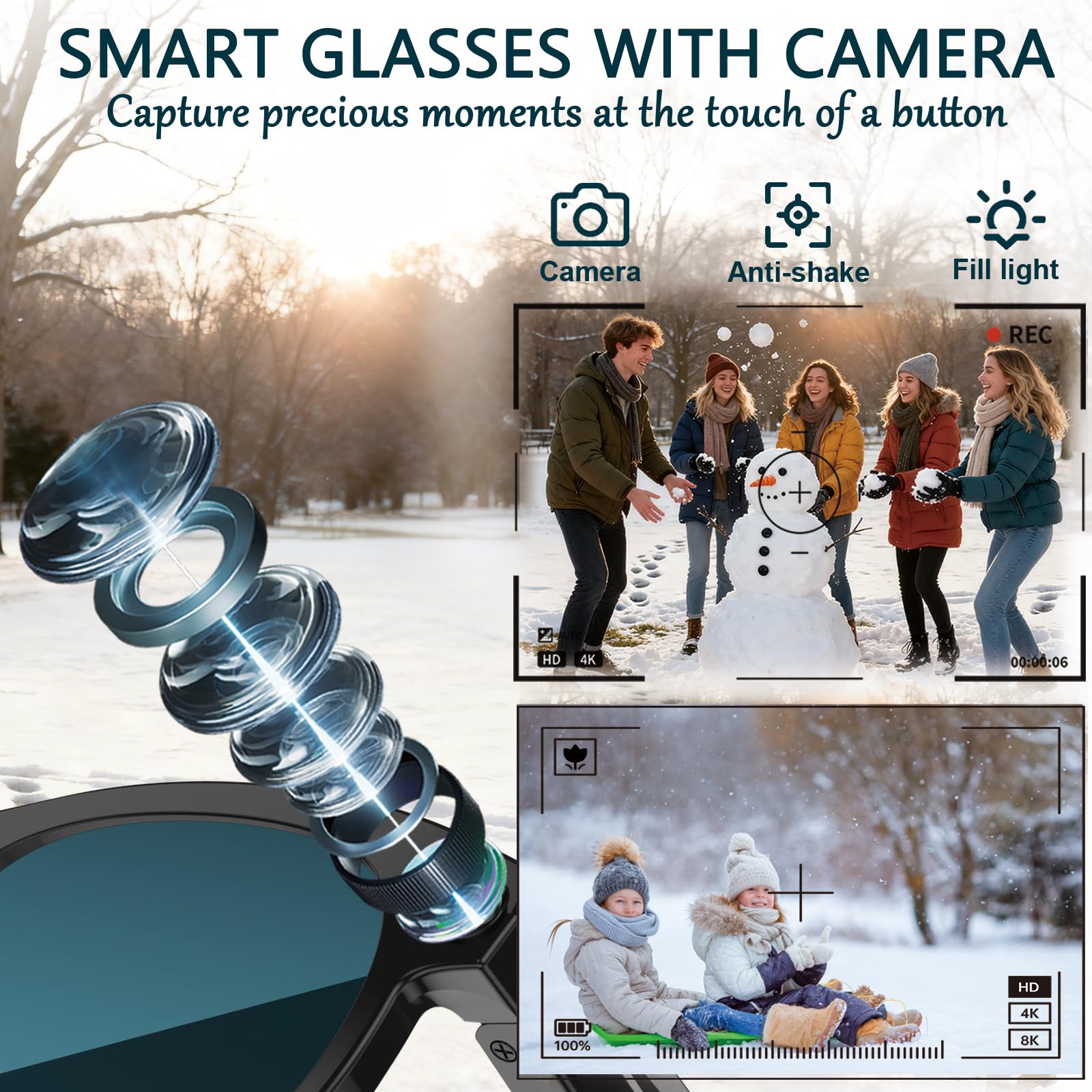 Black Smart Ai Glasses for Men - огляд і ціна Audio Music Arabic